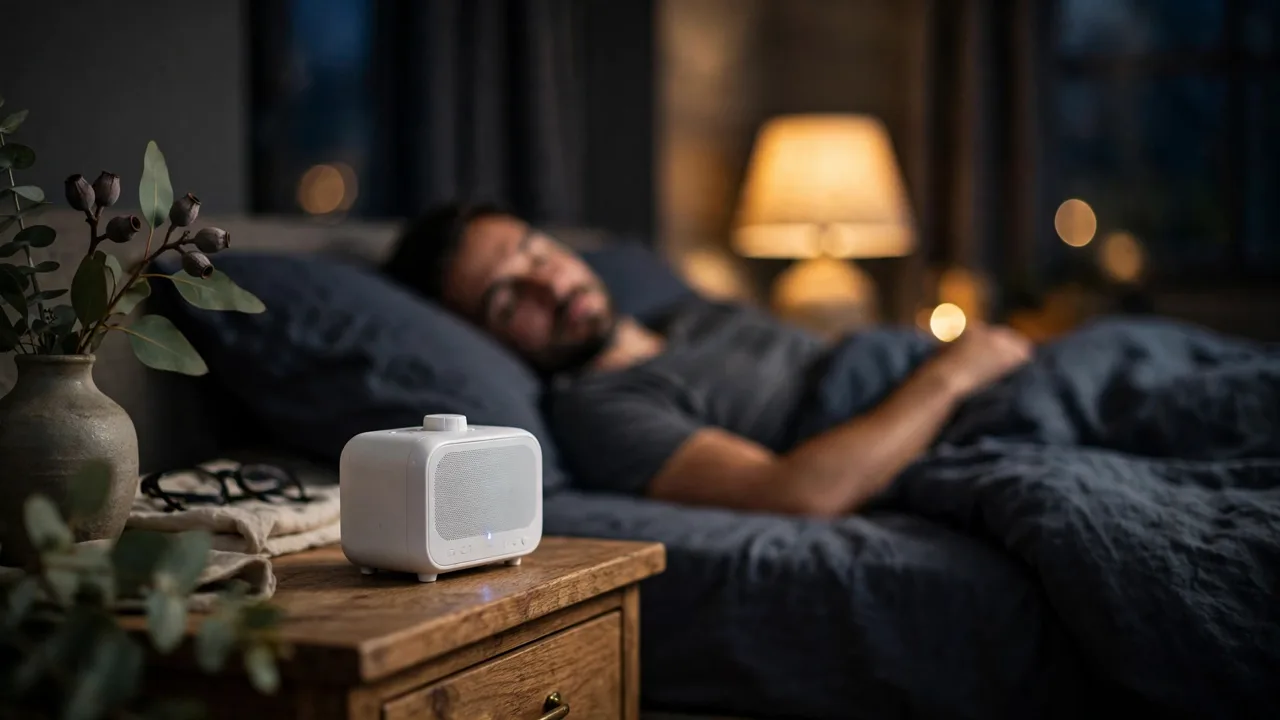 best white noise machine australia - white noise machine on a bedside table
